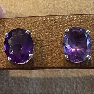 Amethyst 2 carat sterling silver stud earrings